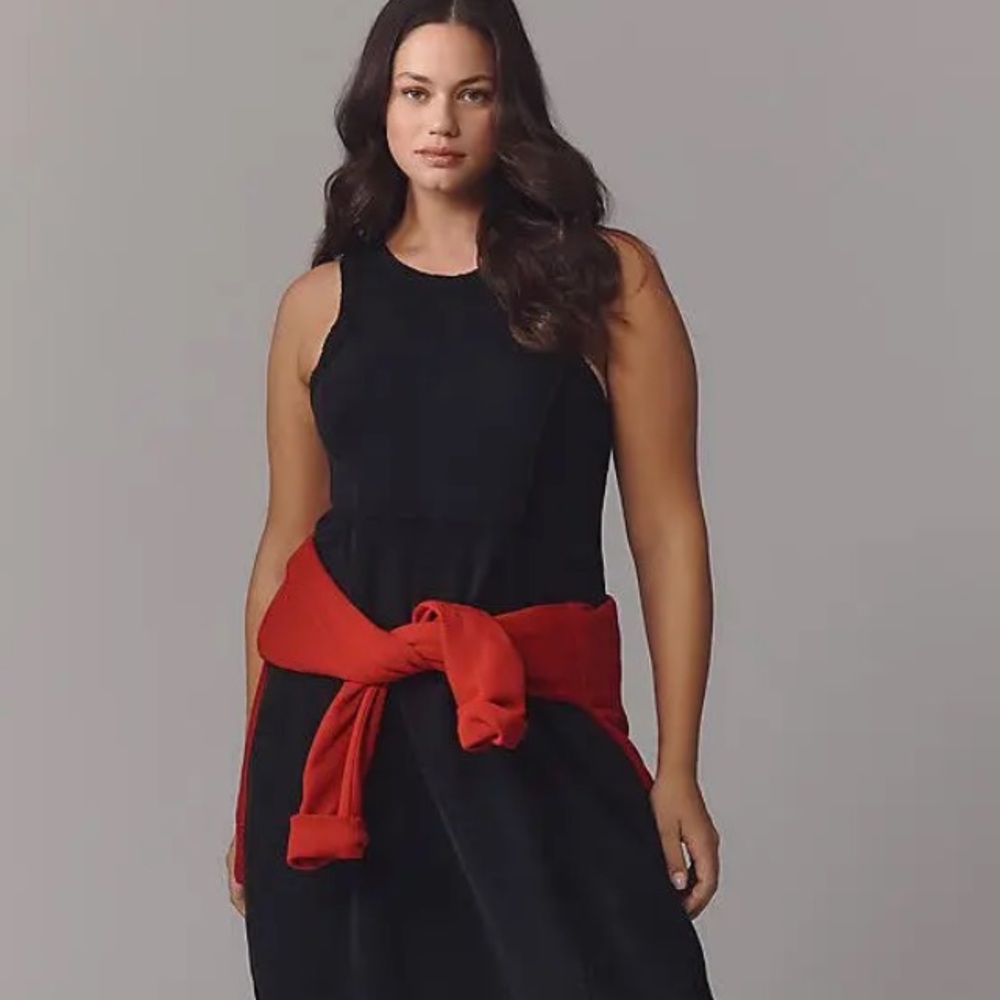 Horizon Midi Dress DAILY PRACTICE BY ANTHROPOLOGIE NWOT COLOR- Black